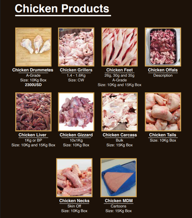 Assorted chicken products